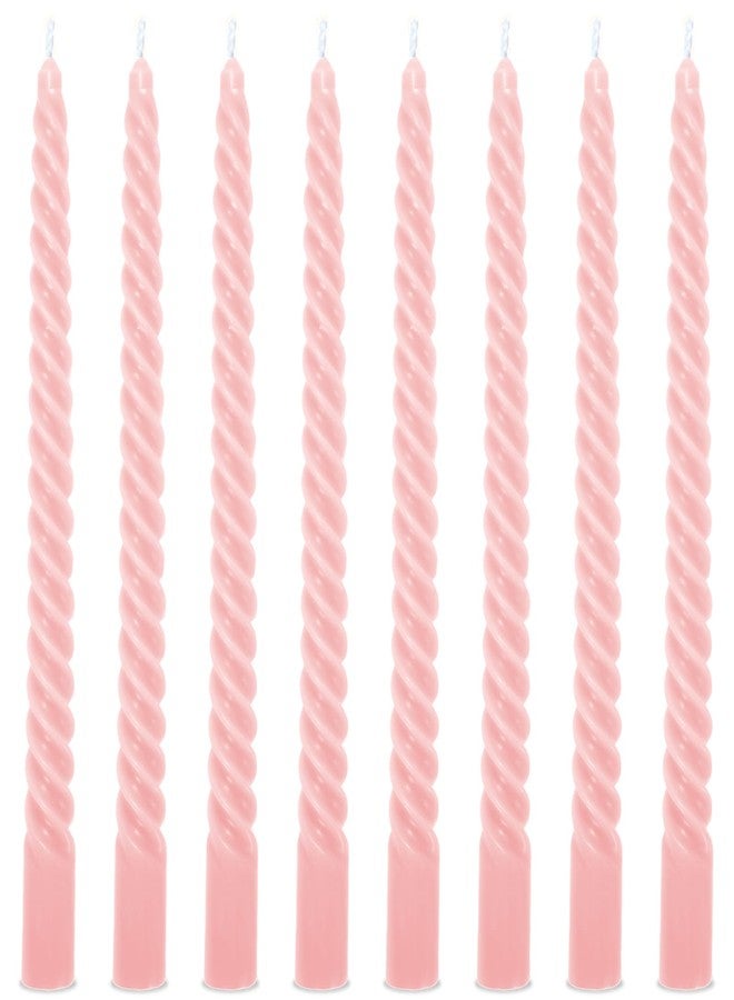 Whaline 8Pcs 10 Inch Baby Pink Spiral Taper Candles Dripless Twisted Wax Candles Long Unscented Candle Sticks for Home Party Dinner Table Supplies - Image 1